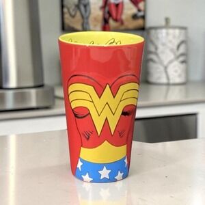 DC Comics‎ Red Wonder Woman Ceramic Tumbler, Embossed Drinkware, Superhero Mug